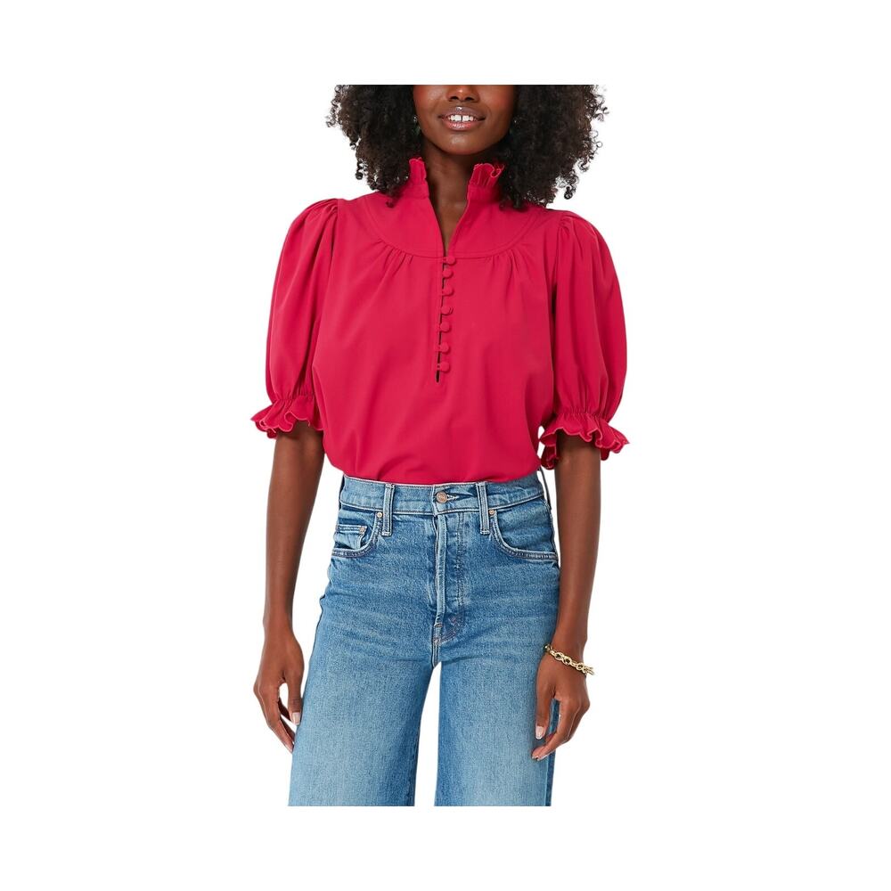 Tuckernuck Pomander Place Raspberry Puff Sleeve top